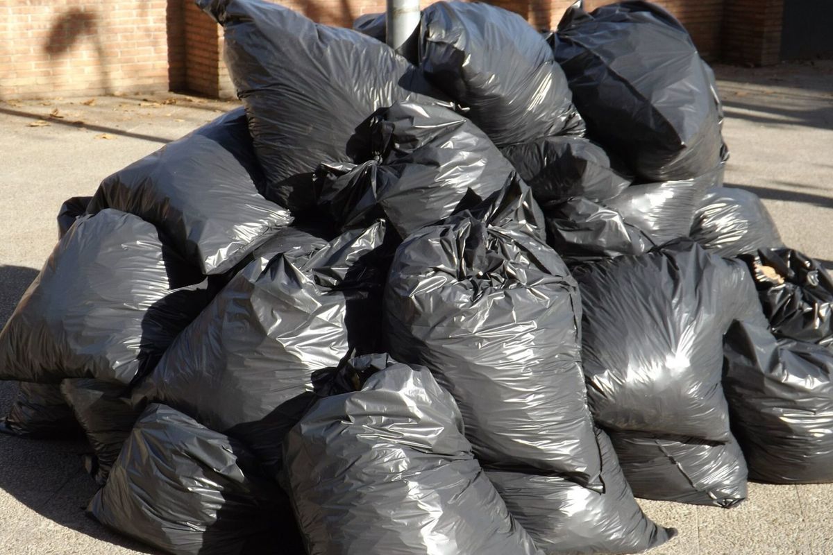 A pile of bagged junk ready to haul away